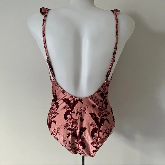 Topshop Swimsuit One Piece  Bathing Suit Floral Pink Ruffle Frill Romantic Sz 8 - Picture 4 of 16